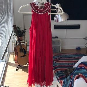 Red trapeze dress